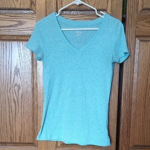 Mossimo Women's Aqua V-Neck Tee